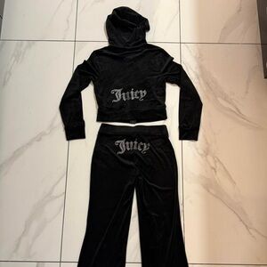 Juicy Couture Black Velour Set with Silver Logo